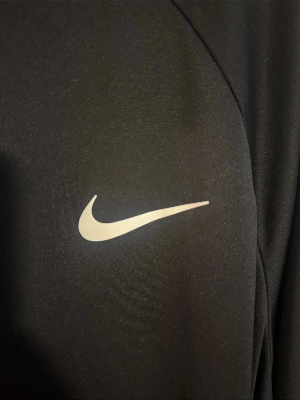Nike Long Sleeve Dri-FIT Athletic Shirt - Black with White Swoosh Swim UPF 40+